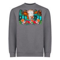Storm Cow Mom Turquoise Tooled Leather Flowers Heavyweight Sweatshirt - CowCowDesign