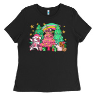 Black Unicorn Christmas trees Ladies Tee - NancyCooperArtShop