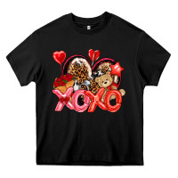 Black xo xo with leopard and cowhide heart Heavy Core Tee - NancyCooperArtShop