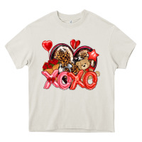 Cream xo xo with leopard and cowhide heart Heavy Core Tee - NancyCooperArtShop