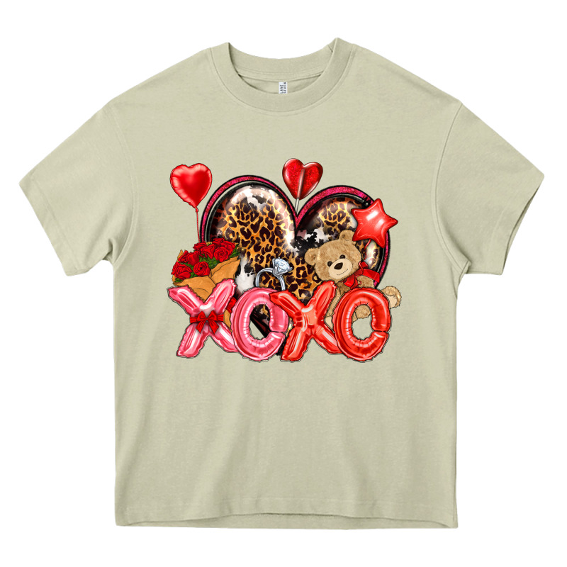 Xo Xo With Leopard And Cowhide Heart Heavy Core Tee by NancyCooperArtShop | Teevron