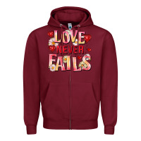 Burgundy Love never fails Zipper Hoodie - FaDigitalArtStudio