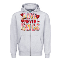 Heather Grey Love never fails Zipper Hoodie - FaDigitalArtStudio