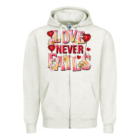 Oatmeal Heather Love never fails Zipper Hoodie - FaDigitalArtStudio
