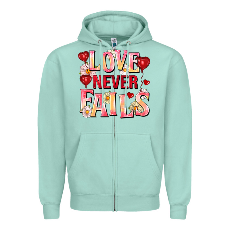 Love Never Fails Zipper Hoodie by FaDigitalArtStudio | Teevron