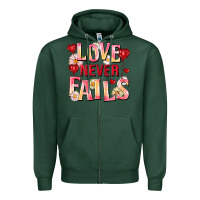 Sports Green Love never fails Zipper Hoodie - FaDigitalArtStudio