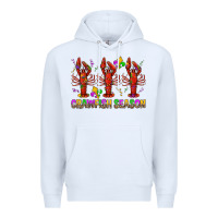 White Crawfish season mardi gras Premium Hoodie - BundleAndBundleShop