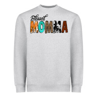 Heather Grey Blessed Momma Heavyweight Sweatshirt - CowCowDesign
