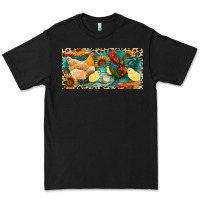 Black Chicken rooster and chicks with leopard Premium Tee - RanaPortraitStore