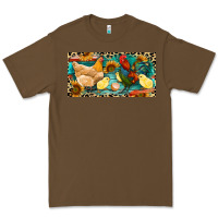 Cacao Chicken rooster and chicks with leopard Premium Tee - RanaPortraitStore