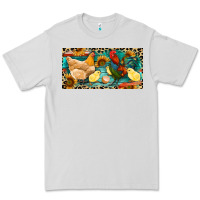 Dove Grey Chicken rooster and chicks with leopard Premium Tee - RanaPortraitStore