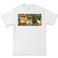 White Chicken rooster and chicks with leopard Premium Tee - RanaPortraitStore