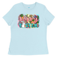 Baby Blue Happy Easter Ladies Tee - NancyCooperArtShop