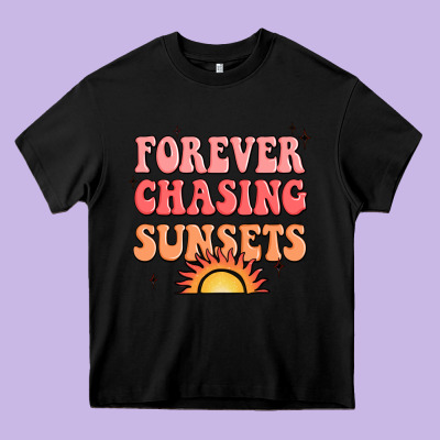 Forever Chasing Sunsets Heavy Core Tee Designed By Jahusdesignshop