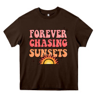 Chocolate Brown forever chasing sunsets Heavy Core Tee - JahusDesignShop