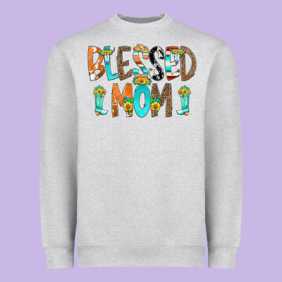Blessed Mom Heavyweight Sweatshirt Designed By Cowcowdesign