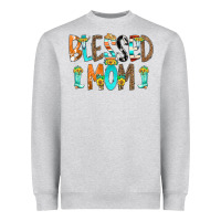 Heather Grey Blessed Mom Heavyweight Sweatshirt - CowCowDesign