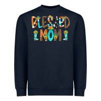 Navy Blessed Mom Heavyweight Sweatshirt - CowCowDesign