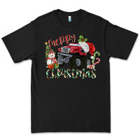 Black Merry Christmas Monster Truck Premium Tee - MaliasSmallBusiness