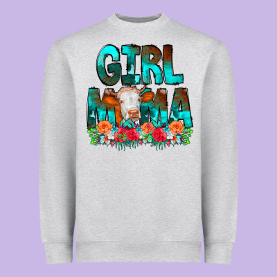 Girl Mama Flowers Cow Heavyweight Sweatshirt Designed By Cowcowdesign