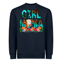 Navy Girl Mama Flowers Cow Heavyweight Sweatshirt - CowCowDesign