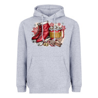 Heather Grey Christmas Ice Skating Heavyweight Hoodie - CowhideDigitalArt