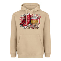 Mushroom Christmas Ice Skating Heavyweight Hoodie - CowhideDigitalArt