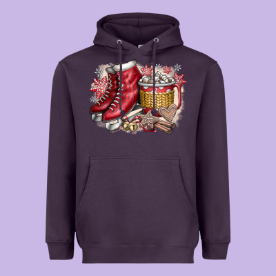Christmas Ice Skating Heavyweight Hoodie Designed By Cowhidedigitalart