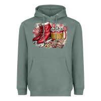 Sage Christmas Ice Skating Heavyweight Hoodie - CowhideDigitalArt