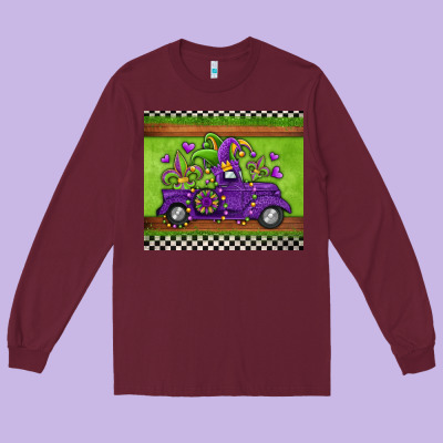 Mardi Gras Truck Long Sleeve Tee Designed By Jasminsmagicworld