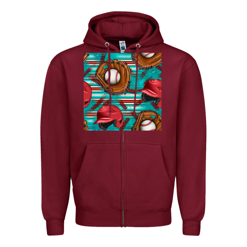 Baseball Helmet And Glove With Serape Seamless Pattern Zipper Hoodie by BundleAndBundleShop | Teevron