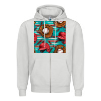 Dove Grey baseball helmet and glove with serape seamless pattern Zipper Hoodie - BundleAndBundleShop
