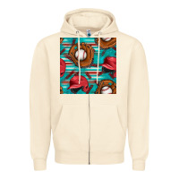Sandshell baseball helmet and glove with serape seamless pattern Zipper Hoodie - BundleAndBundleShop