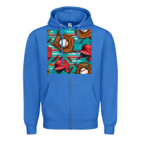 True Royal baseball helmet and glove with serape seamless pattern Zipper Hoodie - BundleAndBundleShop