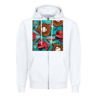 White baseball helmet and glove with serape seamless pattern Zipper Hoodie - BundleAndBundleShop