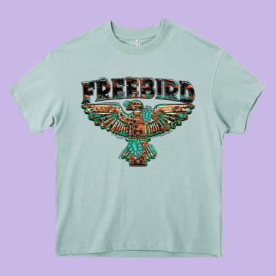 Aztec Free Bird Heavy Core Tee Designed By Nancycooperartshop