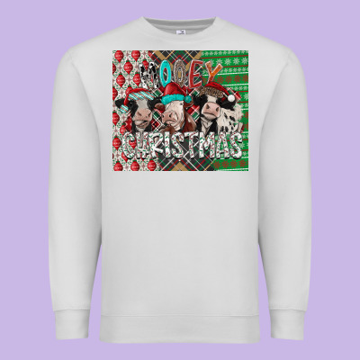 Mooey Christmas Premium Sweatshirt Designed By Cowhidedigitalart