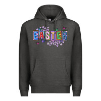 Charcoal Heather easter with leopard Premium Hoodie - FaDigitalArtStudio