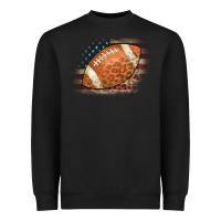 Black American Flag Football Leopard Heavyweight Sweatshirt - CowCowDesign