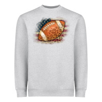 Heather Grey American Flag Football Leopard Heavyweight Sweatshirt - CowCowDesign