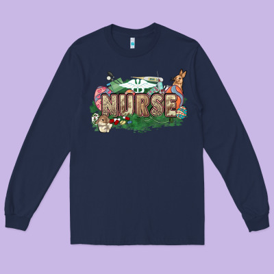 Easter Egg Nurse Bunny Easter Day Long Sleeve Tee Designed By Howdyjamesfarm