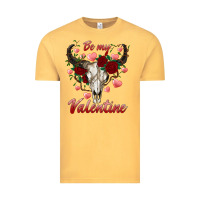 Vintage Mustard be my valentine bull skull Vintage Tee - RanaPortraitStore