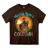 Chocolate Brown shoulda been a cowgirl Heavy Core Tee - MaliasSmallBusiness