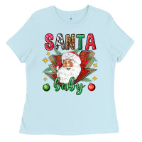 Baby Blue Santa baby Christmas Ladies Tee - NancyCooperArtShop