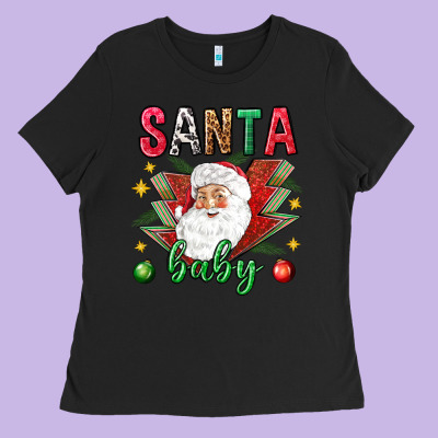 Santa Baby Christmas Ladies Tee Designed By Nancycooperartshop