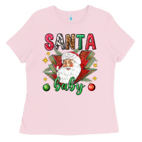 Bubblegum Pink Santa baby Christmas Ladies Tee - NancyCooperArtShop