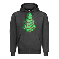 Charcoal Heather green christmas cake Zipper Hoodie - FaDigitalArtStudio