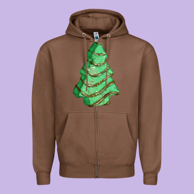 Green Christmas Cake Zipper Hoodie Designed By Fadigitalartstudio