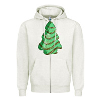 Oatmeal Heather green christmas cake Zipper Hoodie - FaDigitalArtStudio