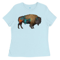 Baby Blue leopard bison Ladies Tee - RanaPortraitStore